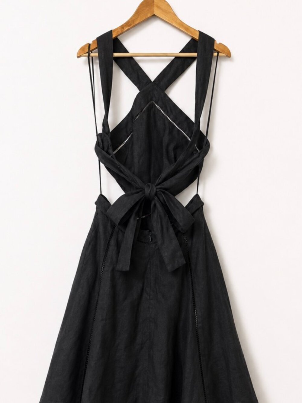 Zimmermann Black Halter Linen & Silk Cutout Handkerchief Midi Dress US 6 - Picture 7 of 10
